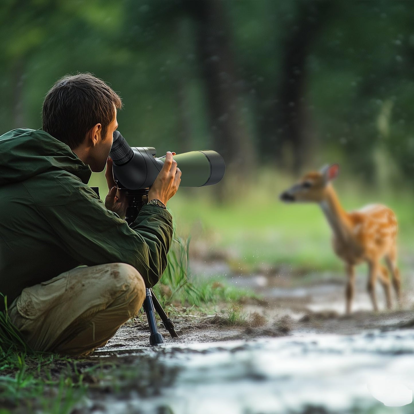 Gosky Flagship DiamondEdge 20-60x80 Spotting Scope with Tripod, Carrying Bag and Quick Phone Holder - BAK4 High Definition Waterproof Spotter Scope for Bird Watching Wildlife observing,Green