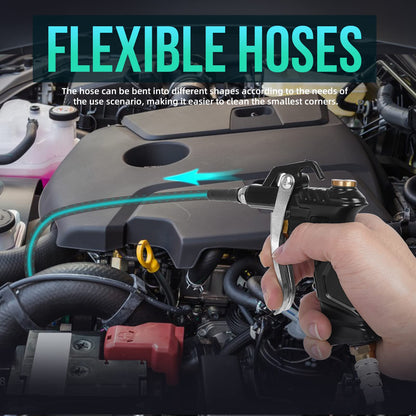 Industrial Air Blow Gun with Brass Adjustable Air Flow Nozzle, Universal hose and 2 Steel Air flow Extension. Pneumatic Air Compressor Accessory Tool Dust Cleaning Air Blower Gun. (2pcs)