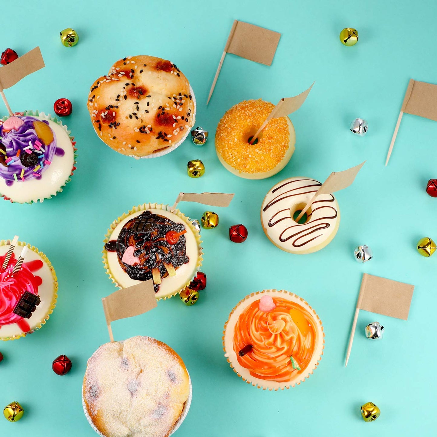 Pangda 100 Pieces Blank Toothpick Flags Cheese Markers Food Labels for Party Buffet Cheese Labels for Charcuterie Board Food Board Accessories Flag Toothpicks for Appetizers