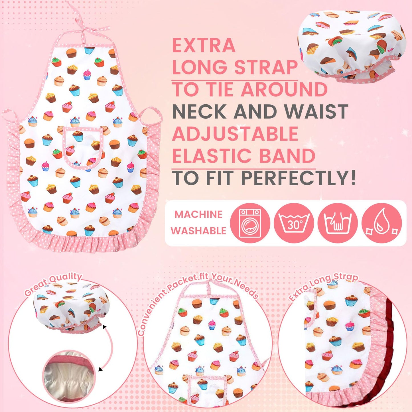 3 Otters Kids Chef Hat and Apron, 11 PCS Chef Costume Sets Pretend Play Kitchen Toys Baking Tools for Toddler