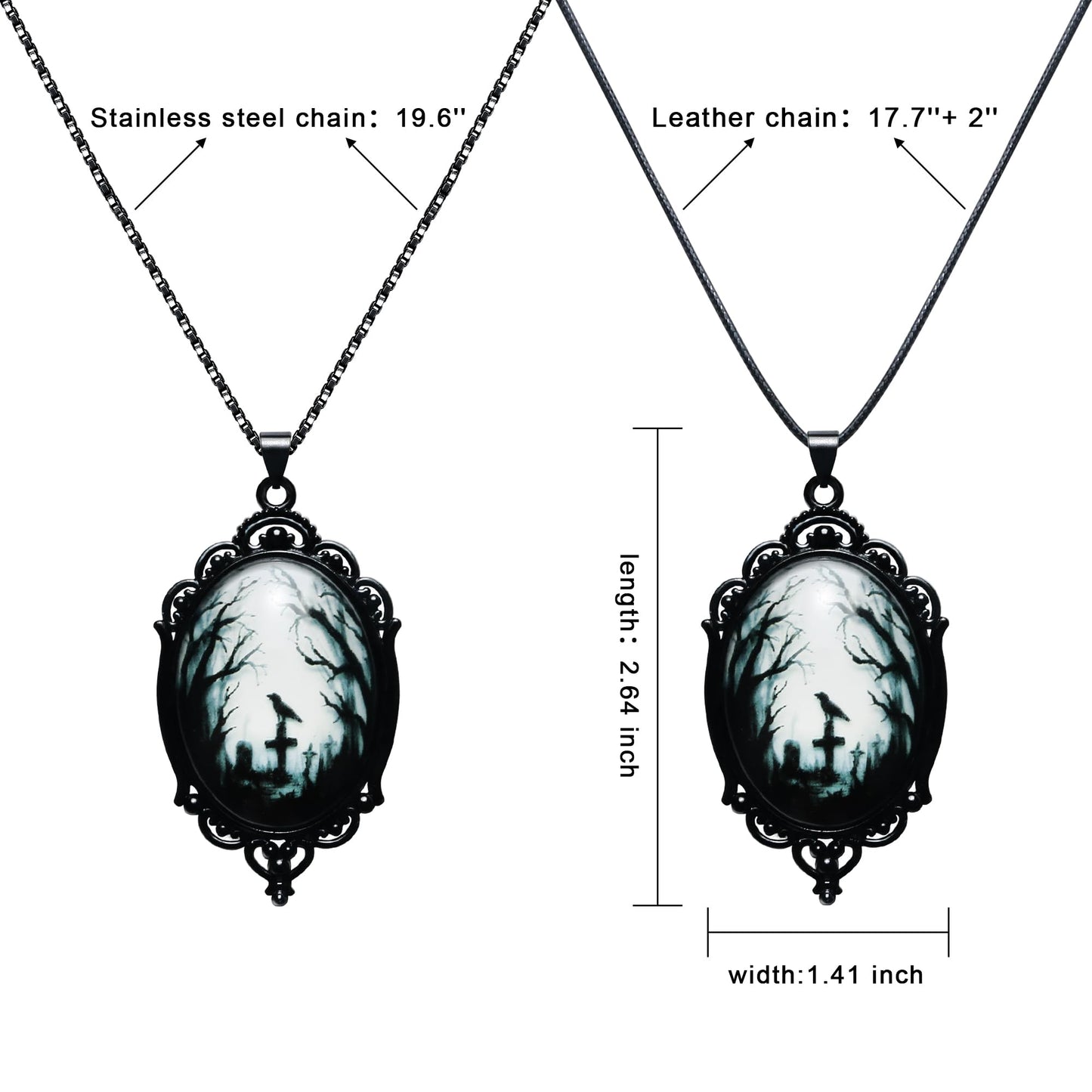 Gothic Necklace as Goth Accessories for Halloween Costume Jewelry for Women, Gothic Jewelry Witch Necklace as Black Choker Goth Gifts, Raven Vampire Pendant as Punk Grunge Accessories Halloween Gifts