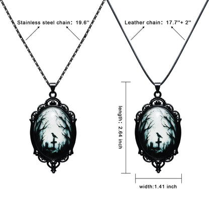 Gothic Necklace as Goth Accessories for Halloween Costume Jewelry for Women, Gothic Jewelry Witch Necklace as Black Choker Goth Gifts, Raven Vampire Pendant as Punk Grunge Accessories Halloween Gifts