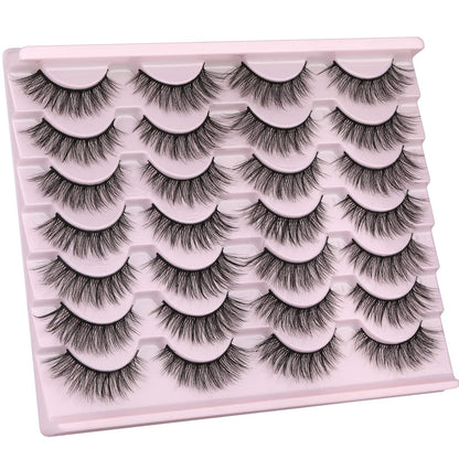 False Eyelashes 14mm Faux 3D Mink Lashes Natural Look Cat Eye Wispy Lashes Pack by Kiromiro, 14 Pairs