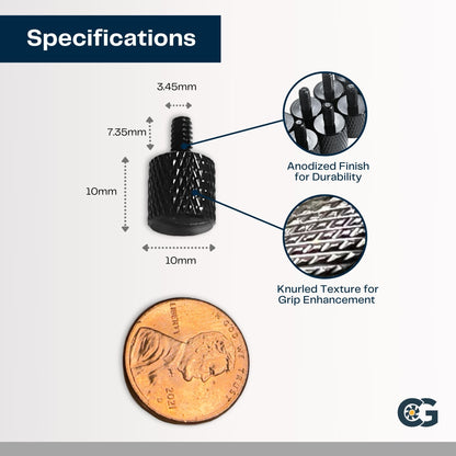 10 x Black Anodized Alumium Computer Case Thumbscrews (6-32 Thread) for Cover / Power Supply / PCI Slots / Hard Drives