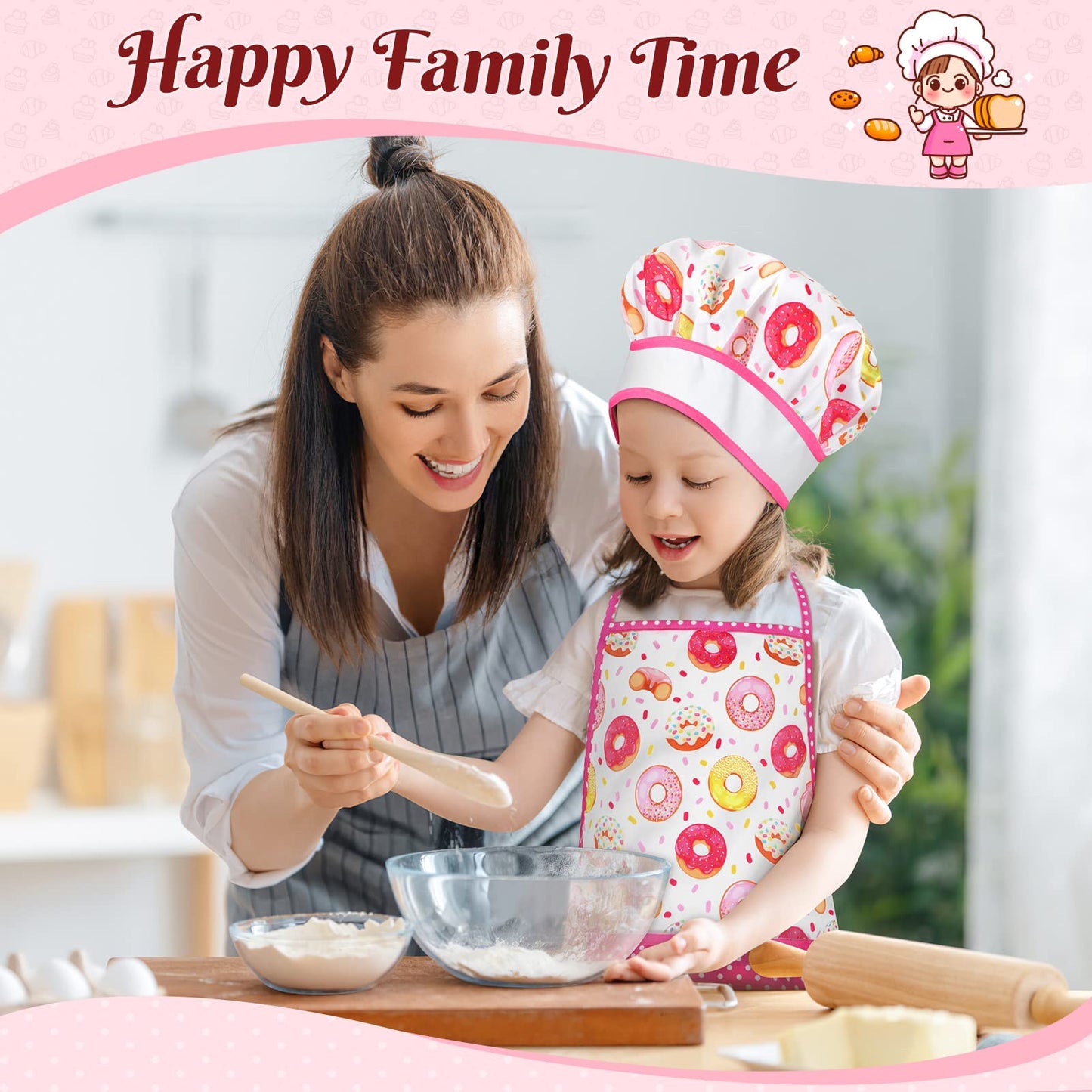 GIFTINBOX Kids Cooking and Baking Chef Set, 25PCS with Kids Apron,Chef Hat & Utensils Kids Cooking Set, Toddler Dress Up and Pretend Play Kitchen Toys, Birthday Toys for 3 4 5 6 7 8 Year Old Girls