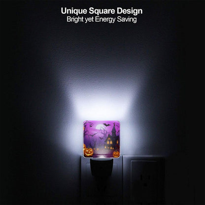 Dewoofly Halloween Pumpkin Night Light Set of 2, Lanterns and Ghost Owl Bat Auto Sensor LED Dusk-to-Dawn Nightlights, Plug-in Sensor Lamp for Bedroom Bathroom Kitchen Hallway Stairs Decorative