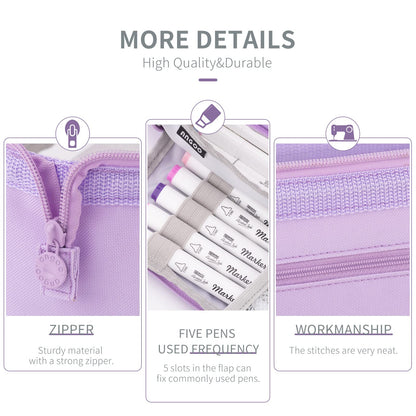 HVOMO Pencil Case Large Capacity Pencil Pouch Handheld Pen Bag Cosmetic Gift for Office School Teen Girl Boy Men Women Adult (Purple)
