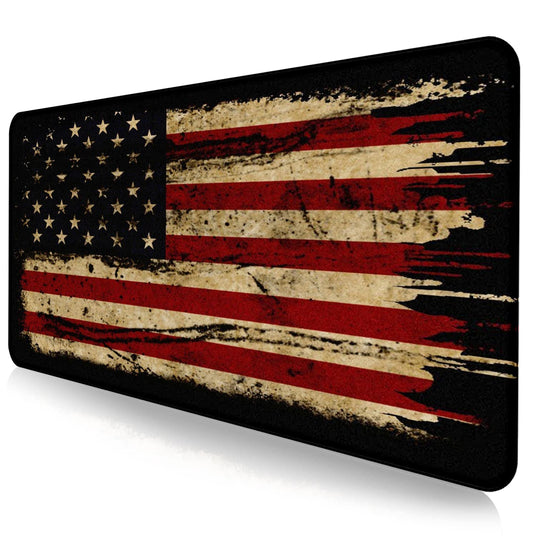 Large Extended Gaming Mouse Pad with Stitched Edges, Non-Slip Waterproof Rubber Base Mouse Pad for Office, Computer, Keyboard, Laptop and Home Desk Pad 35.4 x 15.7 x 0.12 Inch (American Antique Flag)