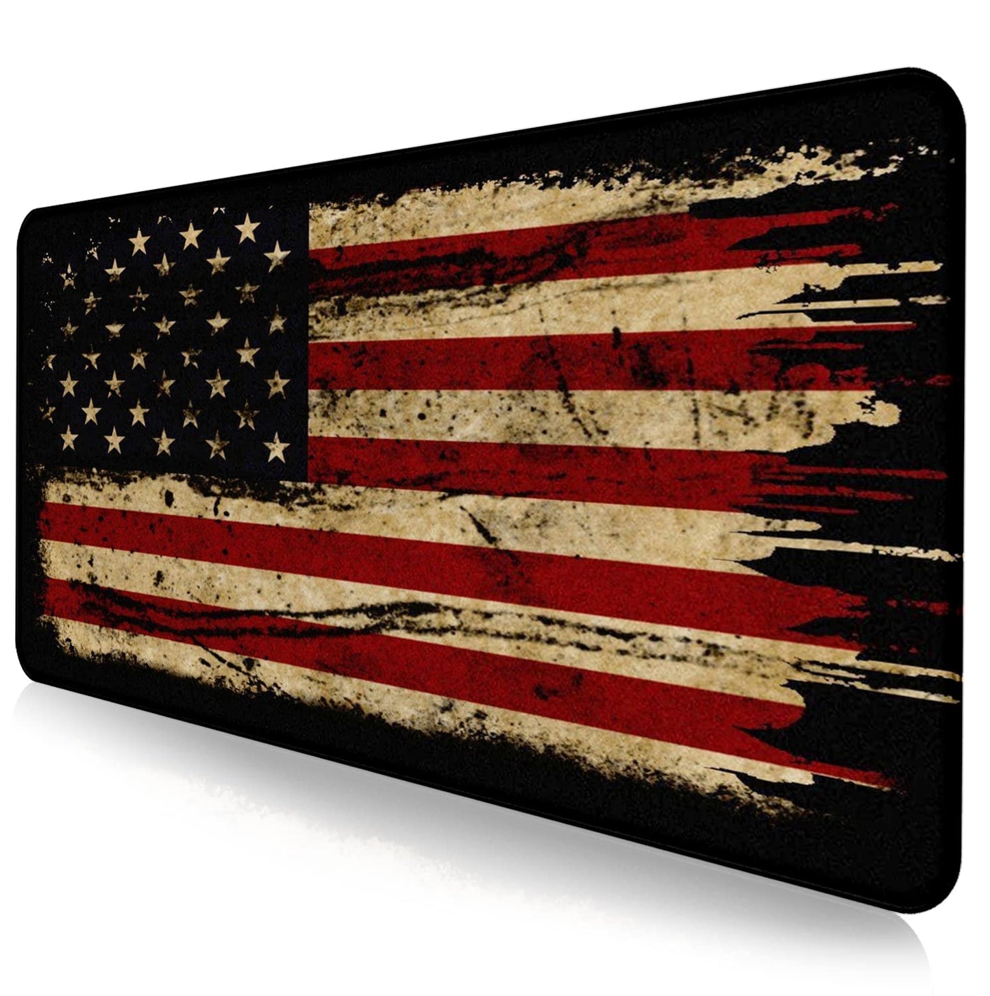 Large Extended Gaming Mouse Pad with Stitched Edges, Non-Slip Waterproof Rubber Base Mouse Pad for Office, Computer, Keyboard, Laptop and Home Desk Pad 35.4 x 15.7 x 0.12 Inch (American Antique Flag)