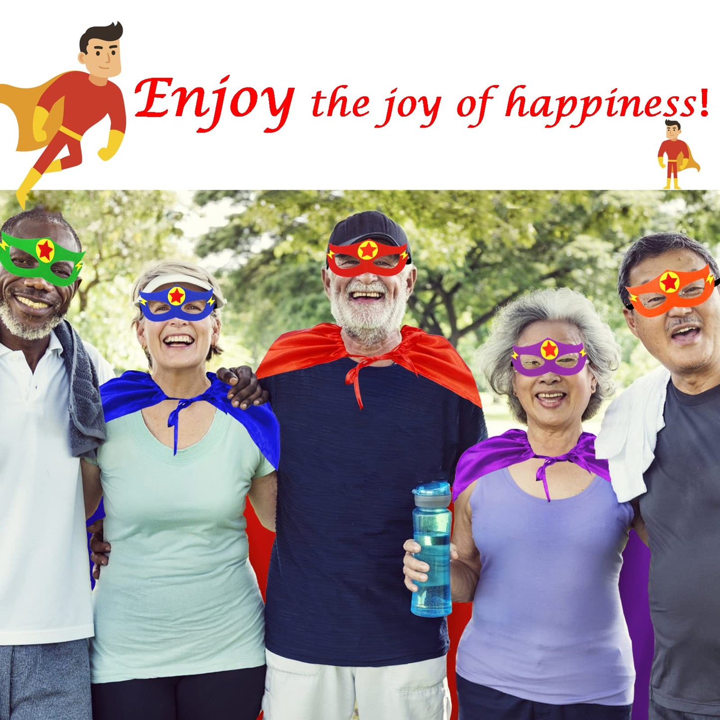 iROLEWIN Superhero Capes for Adults Masks 4 Pack Group Super-Hero Costumes as Women Men Halloween Dress Up Family Party Gifts