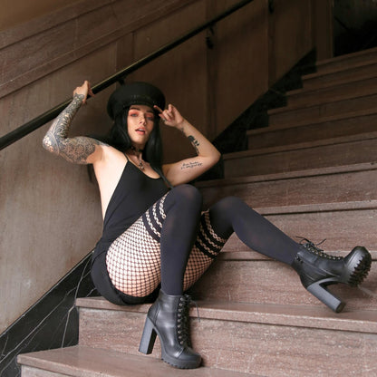 Leg-Avenue Women's-Striped Fishnet, Black, One Size