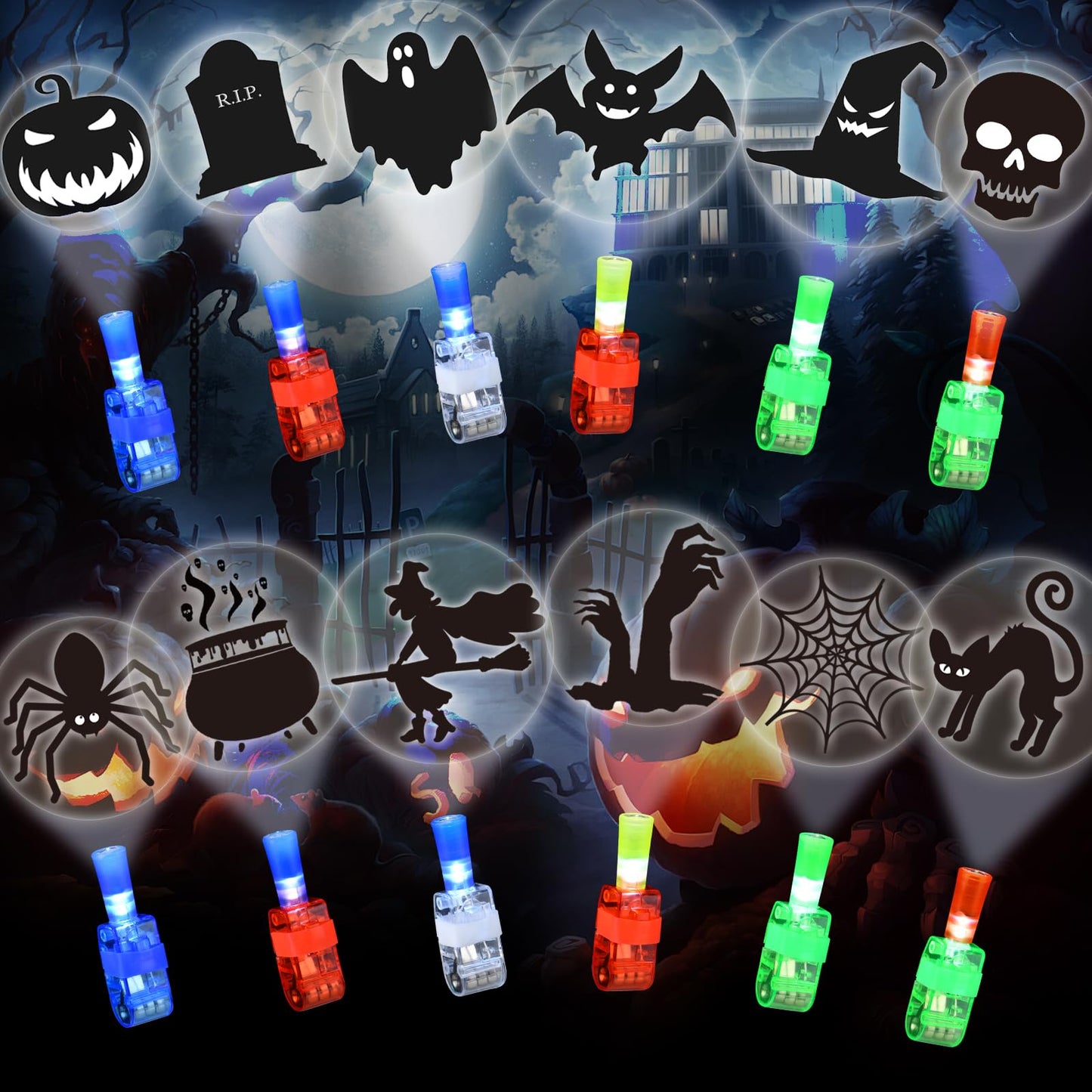 36pcs Halloween LED Finger Lights, Halloween Party Favors for Kids LED Light Up Toys Classroom Rewards Gifts, Halloween Treats Goody Bag Filler