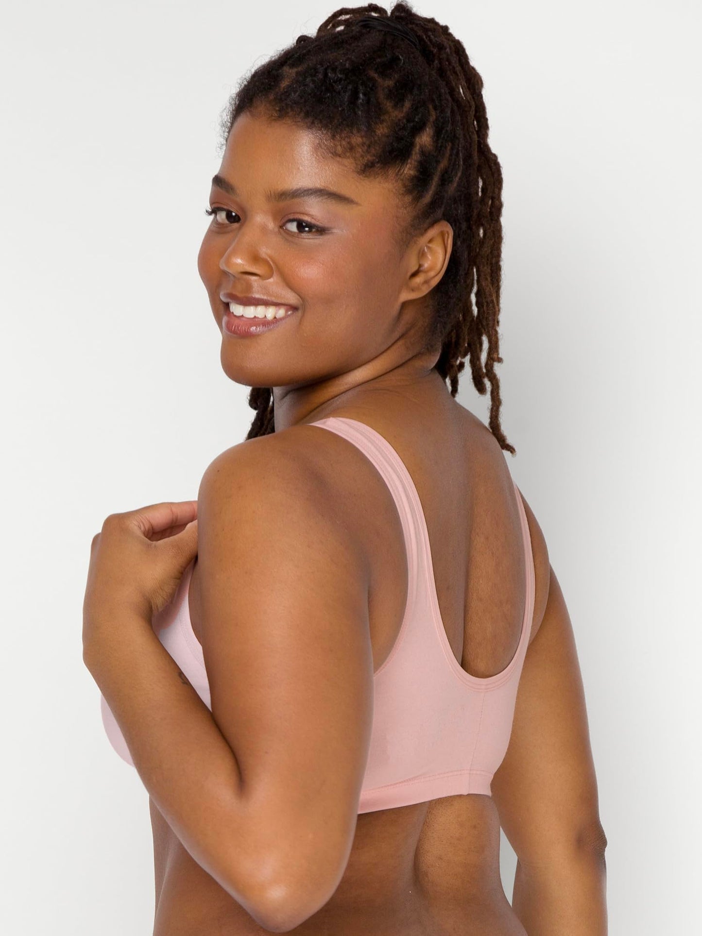 Fruit of the Loom womens Comfort Front Close With Mesh Straps Sports Bra, Blushing Rose, 34 US