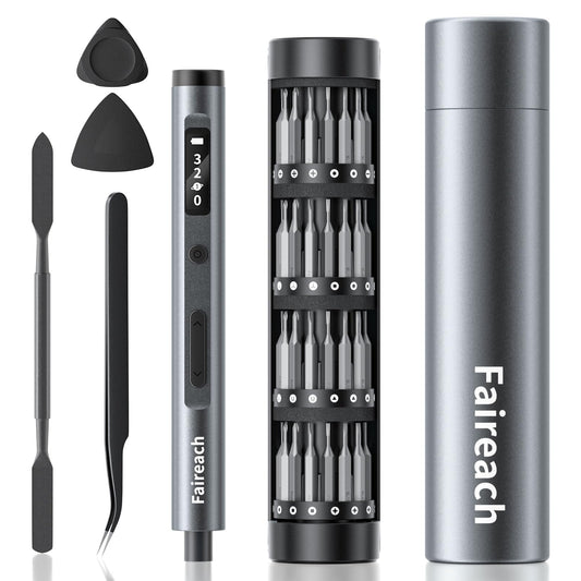 Faireach 65-IN-1 Mini Electric Screwdriver Cordless, 500mAh Precision Screwdriver Magnetic Bits Set with Case, 3 Torques Settings, LED lights, Portable Repair Tool Kit for Electronics Phone Watch