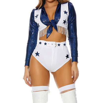 Forplay Womens Seeing Stars Cheerleader Adult Sized Costumes, White, Medium/Large US
