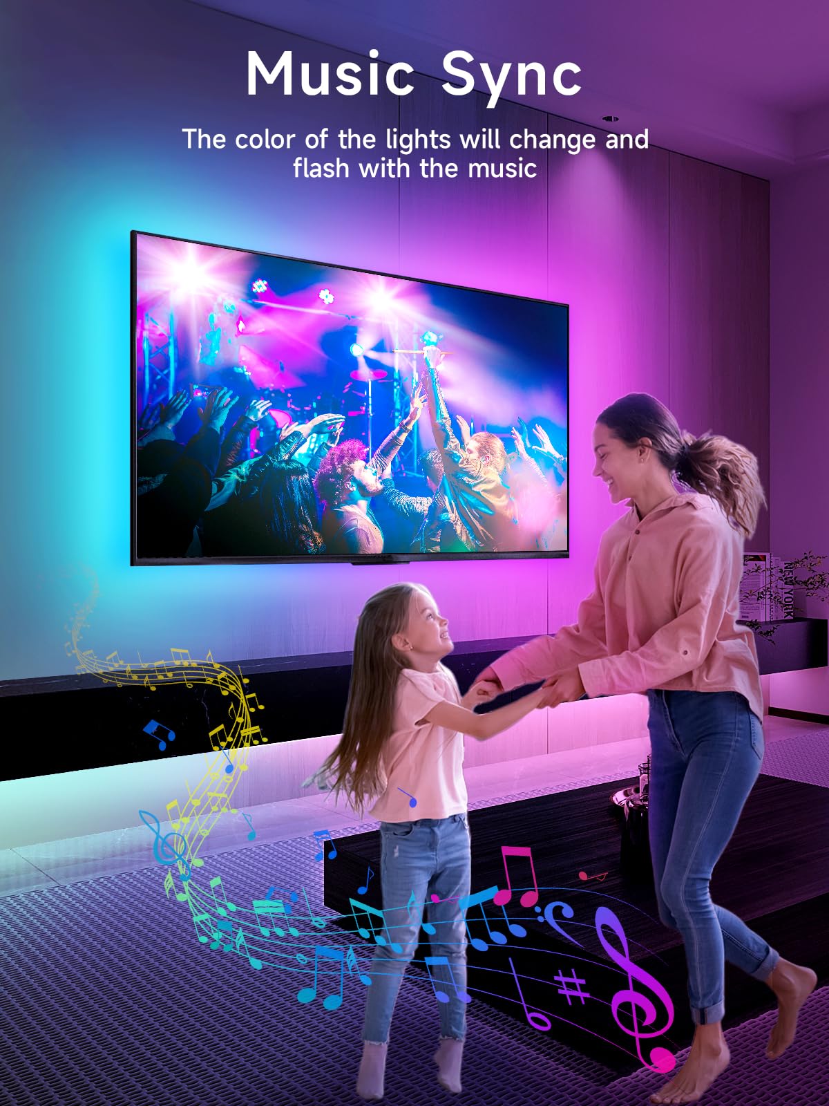 KANTUTOE LED Lights for TV, 16.4ft TV LED Backlight for 45-75in, RGB TV Backlight Behind Strip with Music Sync, Bluetooth APP and Remote Control Strip Lights USB Powered for Bedroom, Gaming