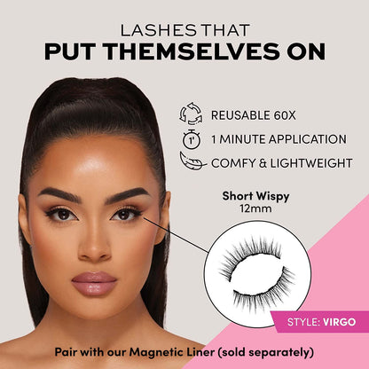 Glamnetic Magnetic Eyelashes - Virgo | Short Magnetic Lashes, 60 Wears Reusable Faux Mink Lashes Natural Look - 1 Pair