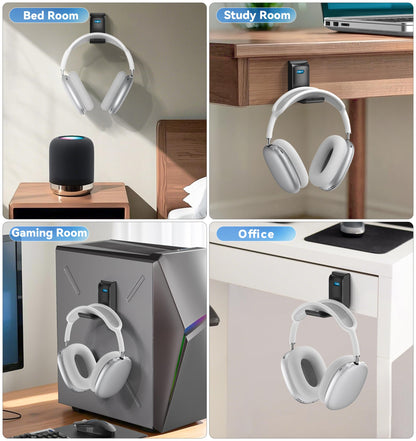 Kosker Headphone Stand, Wall Mount Headset Hanger, Gaming Headphone Holder Hook Clip, Foldable Headset Stand Desk Holder for PC Earphone Accessories, Black (1 Pack)