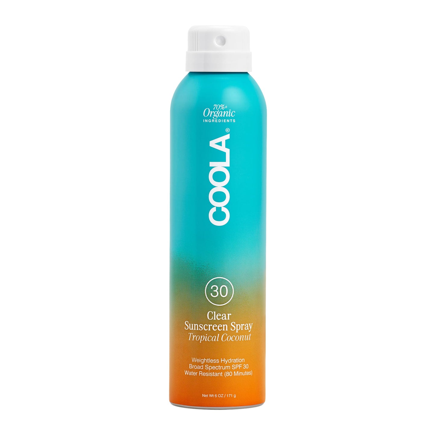 COOLA Organic Sunscreen SPF 30 Sunblock Spray, Dermatologist Tested Skin Care for Daily Protection, Vegan and Gluten Free, Tropical Coconut, 6 Fl Oz