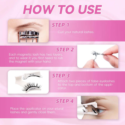 FADLASH Magnetic Eyelashes Natural Look 2 Pairs Fluffy False Eyelashes Reusable Magnetic Lashes Kit with Applicator No Glue Needed Easy to Wear and Remove (806+B7)