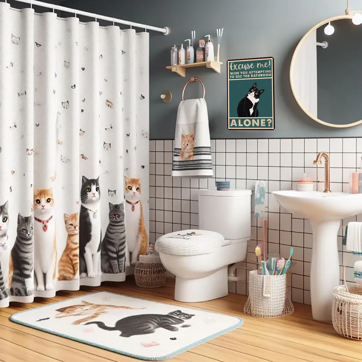 CrazySign Funny Cat Bathroom Sign Tuxedo Cat Were You Attempting To Use The Bathroom Alone Tin Sign for Bathroom Toilet Wall Decor 8x12 INCH (3053)