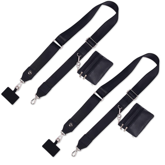 2 Pack Clip and Go Strap for Phone with Wallet Crossbody - Phone Strap Crossbody with Zippered Pouch, Multifuctional Adjustable Cell Phone Lanyard for Going out