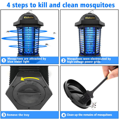 Klahaite Bug Zapper Outdoor, Mosquito Zapper, Fly Traps Fly Zapper,Mosquito Repellent Outdoor Patio and Backyard Covers 1/2 Acre, 4200V Powerful Grid, ABS Fireproof Plastic Outer