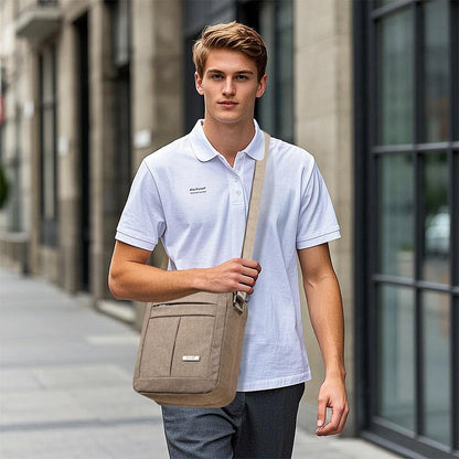 KL928 Men's Messenger Bag - Crossbody Shoulder Bags Travel Bag Man Purse Casual Sling Pack for Work Business (1401-2-Khaki)