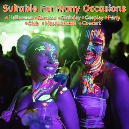 15PCS Glow in the Dark Body & Face Paint Stick,Makeup Face Paint Kit for Kids and Adults Halloween Club Black Light Birthday Party Masquerade Neon Glow Party Supplies