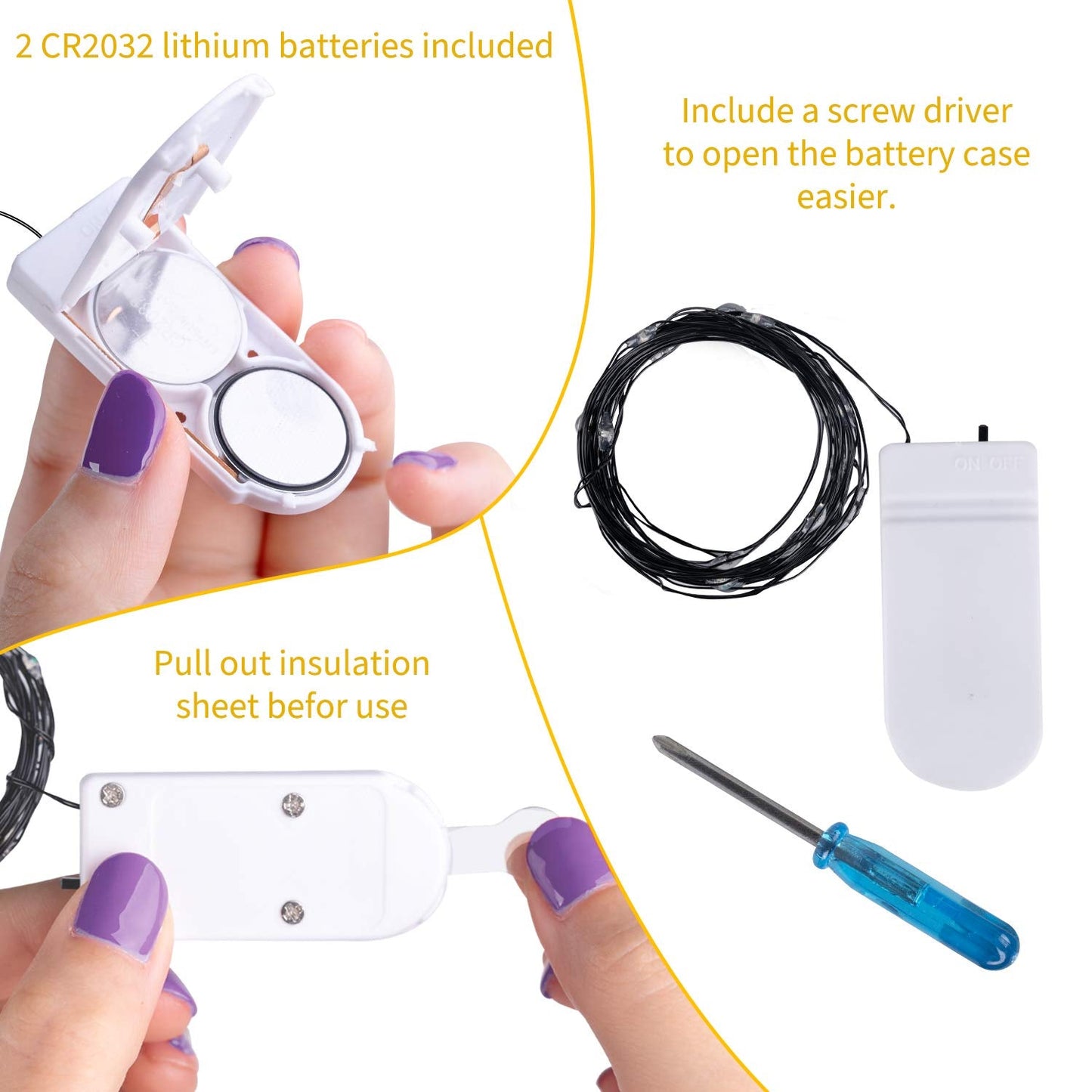 Halloween Orange Fairy String Lights: 12 Pack 7 Ft 20 LED Battery Operated Firefly Lights on Black Wire Starry Moon Lights for DIY Party Bedroom Patio