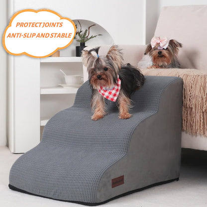 Aodisman 3-Step Dog Ramp and Stairs for Sofa and Chair - Non-Slip Sturdy Pet Steps for Small Dogs and Cats,15.7" H,Grey
