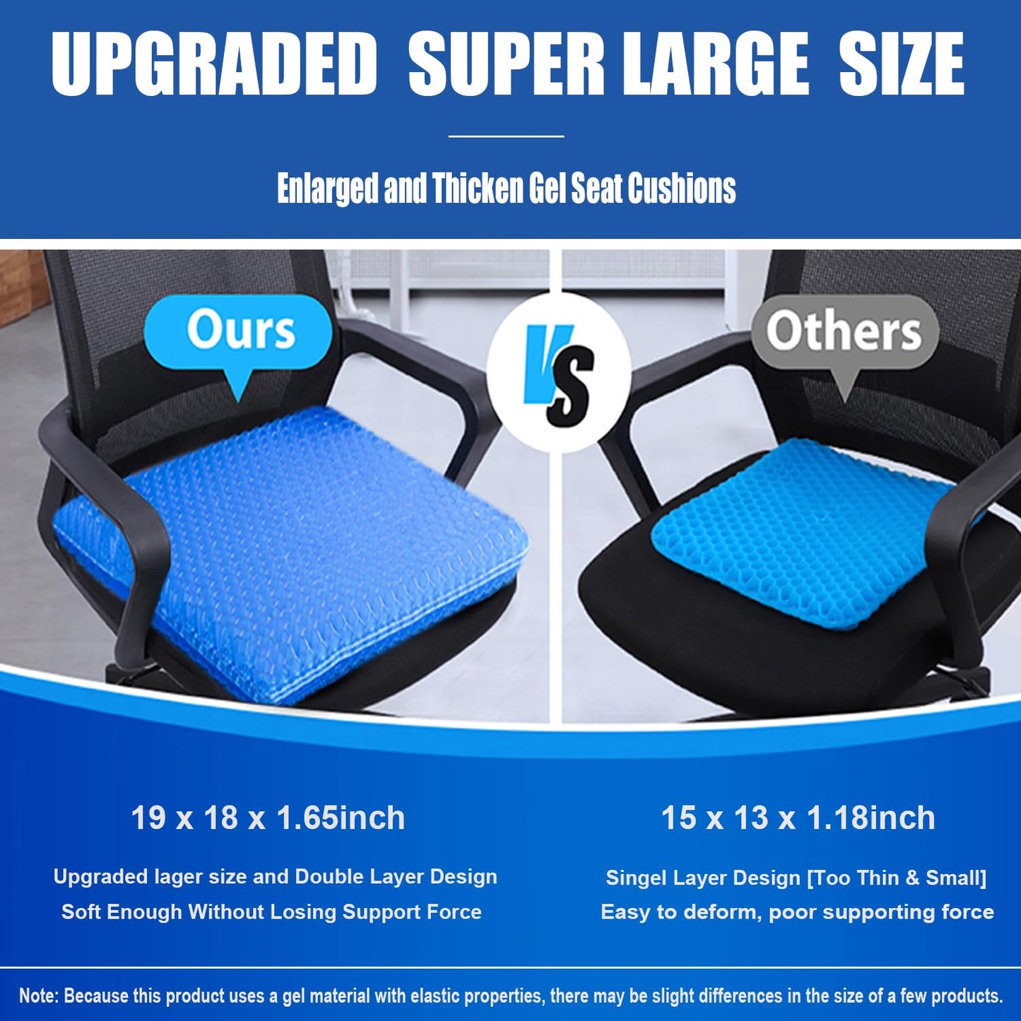 Gel Seat Cushion for Long Sitting Pressure Relief(Super Large&Thick) -Wheelchair Cushion for Pressure Sores - Coccyx,Sciatica & Tailbone Pain Relief Cushion- Non-Slip Butt Pillow for Office, Home, Car