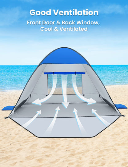 Glymnis Pop Up Beach Tent Instant Portable Sun Shade Shelter (S) 1-2 Persons UPF 50+ with Extendable Floor Zipper Door Automatic Easy Up Tent