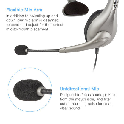 Cyber Acoustics USB Mono AC-840 Headset, Headphone with microphone, Great for Education, Office and Call Centers (AC-840)