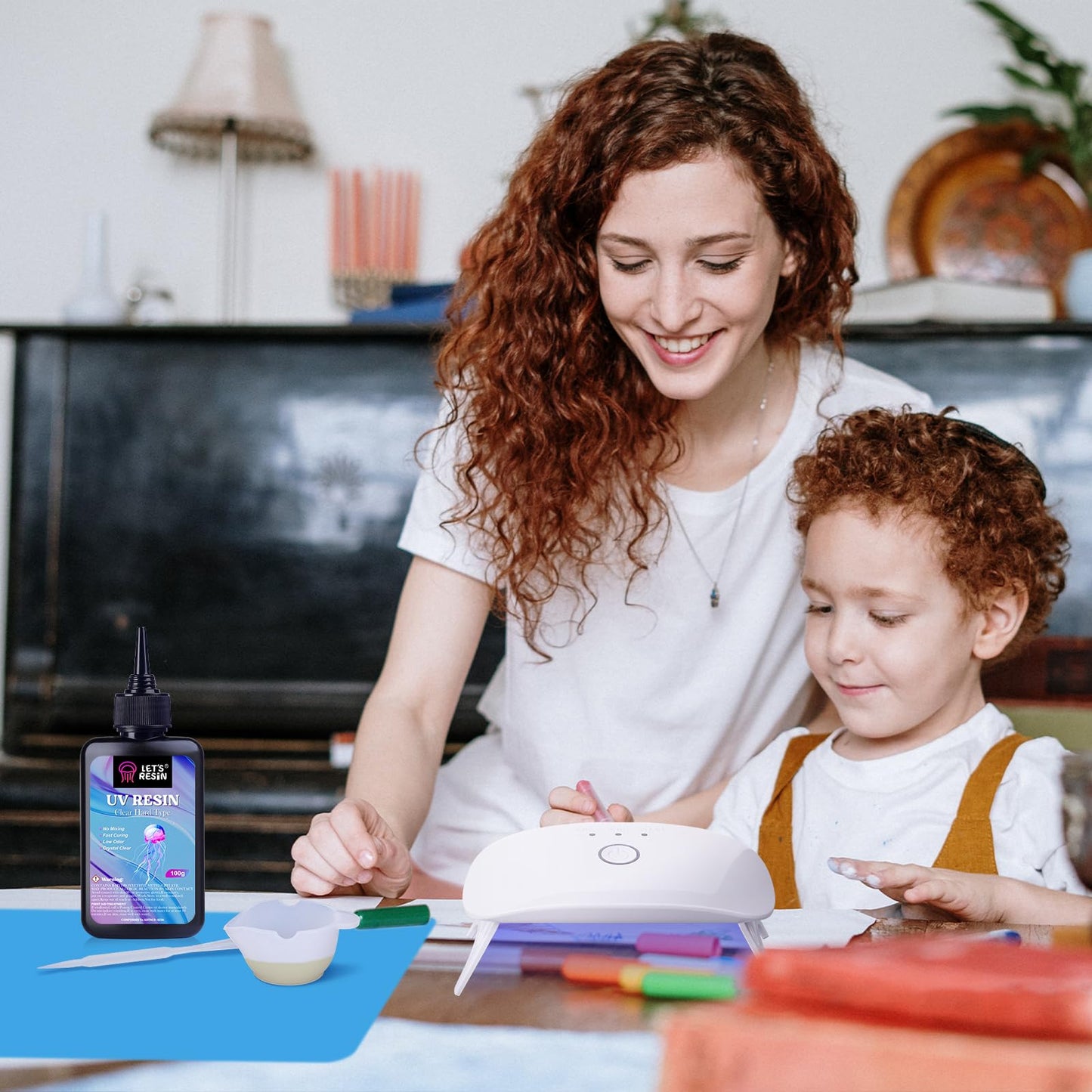 LET'S RESIN UV Resin with Light,Upgraded 200g Crystal Clear&Low Odor,UV Light,Silicone Mat,Ultraviolet Epoxy Resin Hard, Starter Kit for Jewelry,Craft Decor