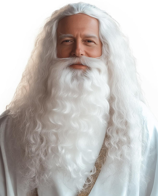 HOMELEX White Wizard Beard And Wig - Halloween Funny Father Time Costume Accessory for Adults