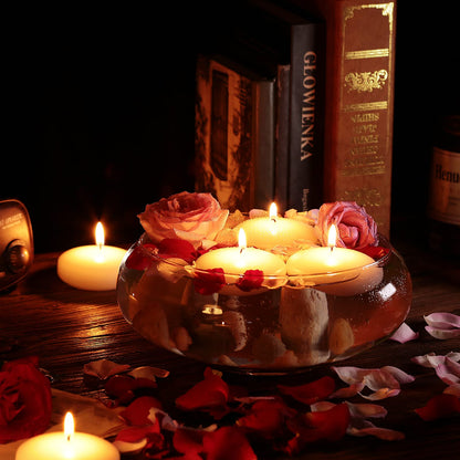 flamecan 24 Pack Floating Candles, 3” White Unscented Dripless Wax Burning Candles, for Cylinder Vases, Weddings, Party and Holiday …