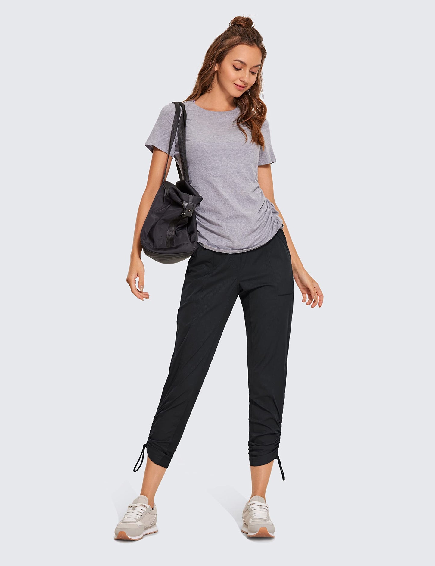 CRZ YOGA Womens Casual 7/8 Pants 27" - Lightweight Workout Outdoor Athletic Track Travel Lounge Joggers Pockets Black X-Large