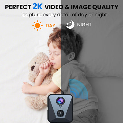 Funstorm 2025 Upgraded Security Camera, 4K HD Mini Nanny Cam for Home with Night Vision, WiFi Indoor Camera, 100 Days Long Battery Life, Motion Detection, Remote Viewing, Wireless Surveillance Cam
