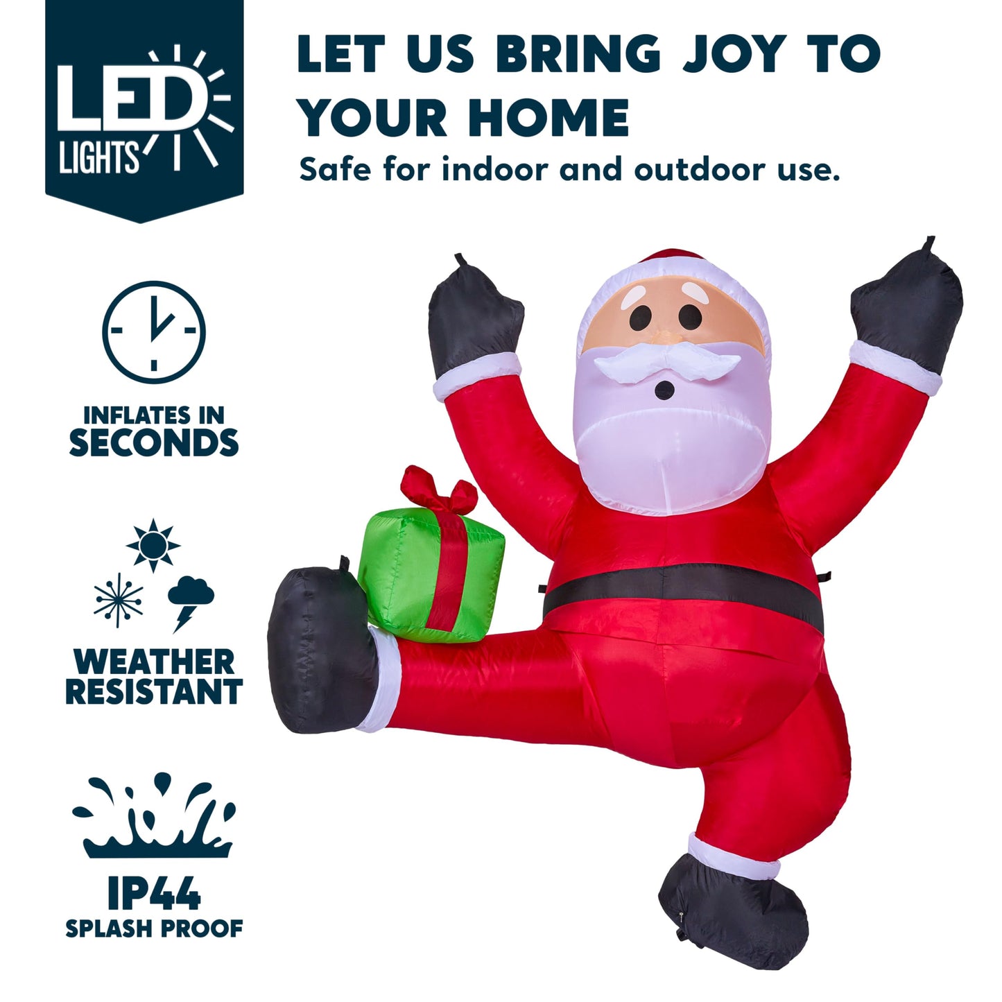 Joiedomi 6 FT Tall Christmas Inflatable Climbing Santa with Gift Box, Blow Up Hanging Santa with Build-in LED for Xmas Party, Outdoor, Yard, Garden, Lawn Decoration