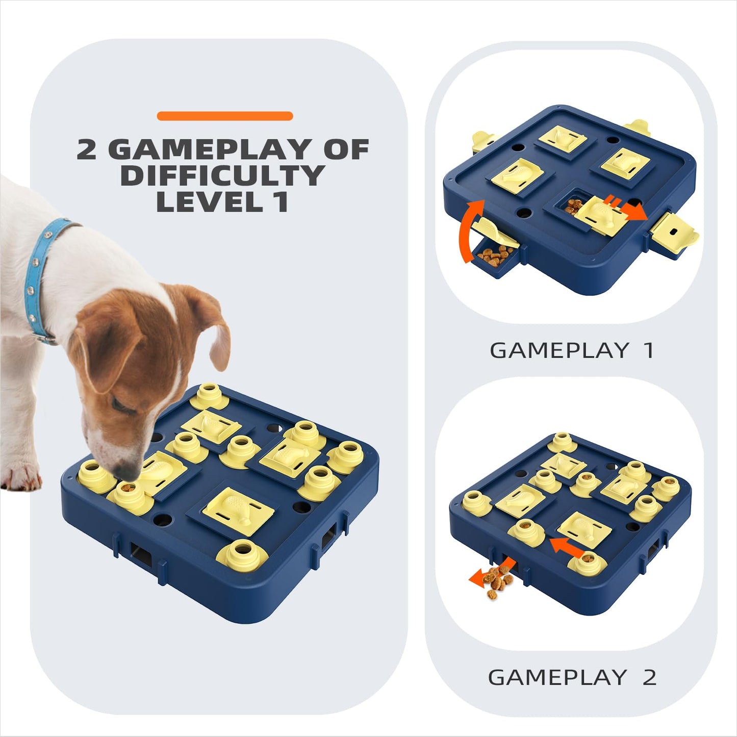 KADTC Dog Chess Puzzle Toy Level 3 in 1 for Small/Medium/Large Dogs Smart Mind Stimulating Game Puppy Brain Stimulation Cognitive Enrichment Toys Keep Them Busy Boredom Interactive Treat Food Puzzles