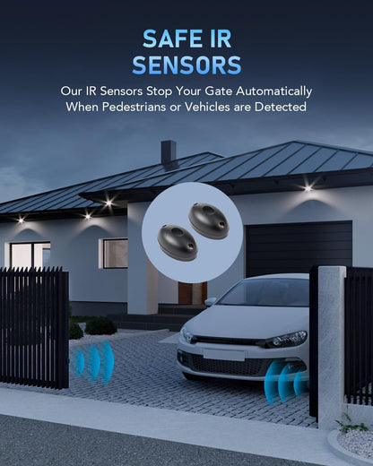 CO-Z Automatic Gate Opener with Safety Sensor, 280W Sliding Door Opener & Closer Kit for 1400lb Doors, Smart Driveway Sliding Gate Opener with 20ft Driven Chain, Electric Gate Operator Set for Home