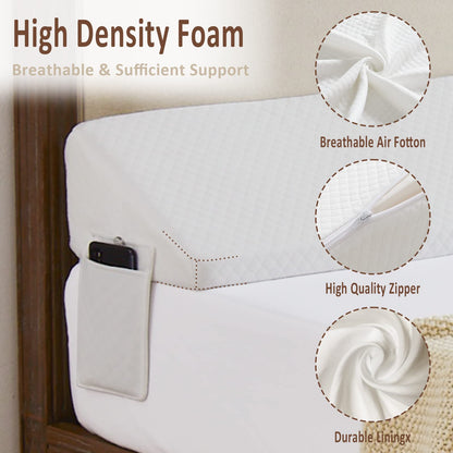 Homemate King Size（76"x10"x6"） Bed Wedge Pillow for Headboard - Bed Gap Filler(0-8") - Triangle Bloster Pillow Wedge - White