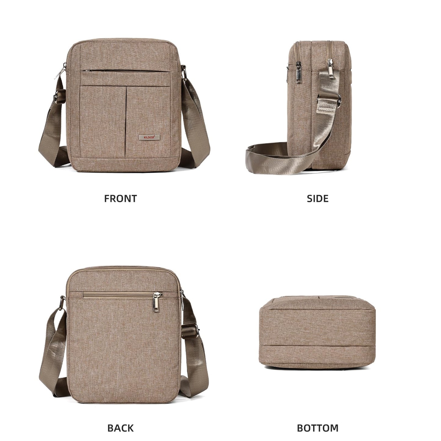KL928 Men's Messenger Bag - Crossbody Shoulder Bags Travel Bag Man Purse Casual Sling Pack for Work Business (1401-2-Khaki)