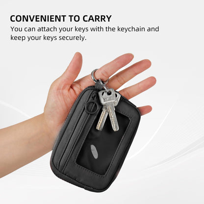 Didida The Iris Wallet Zip Card Case with ID Window Purses for Women Coin Purse with Zipper Mini Portable Keychain Wallet, Black