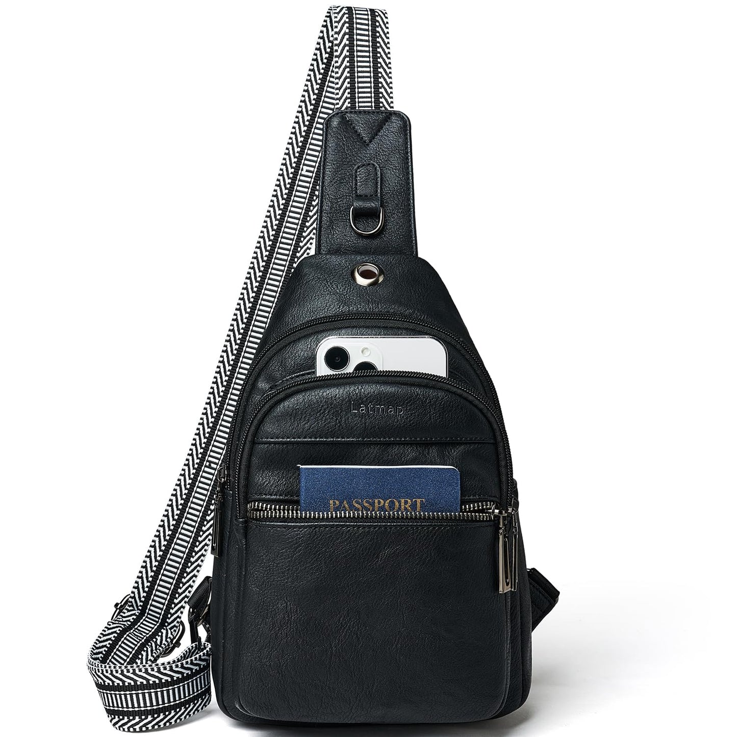 LATMAP Sling Bag For Women Faux Leather Anti Theft Small Casual