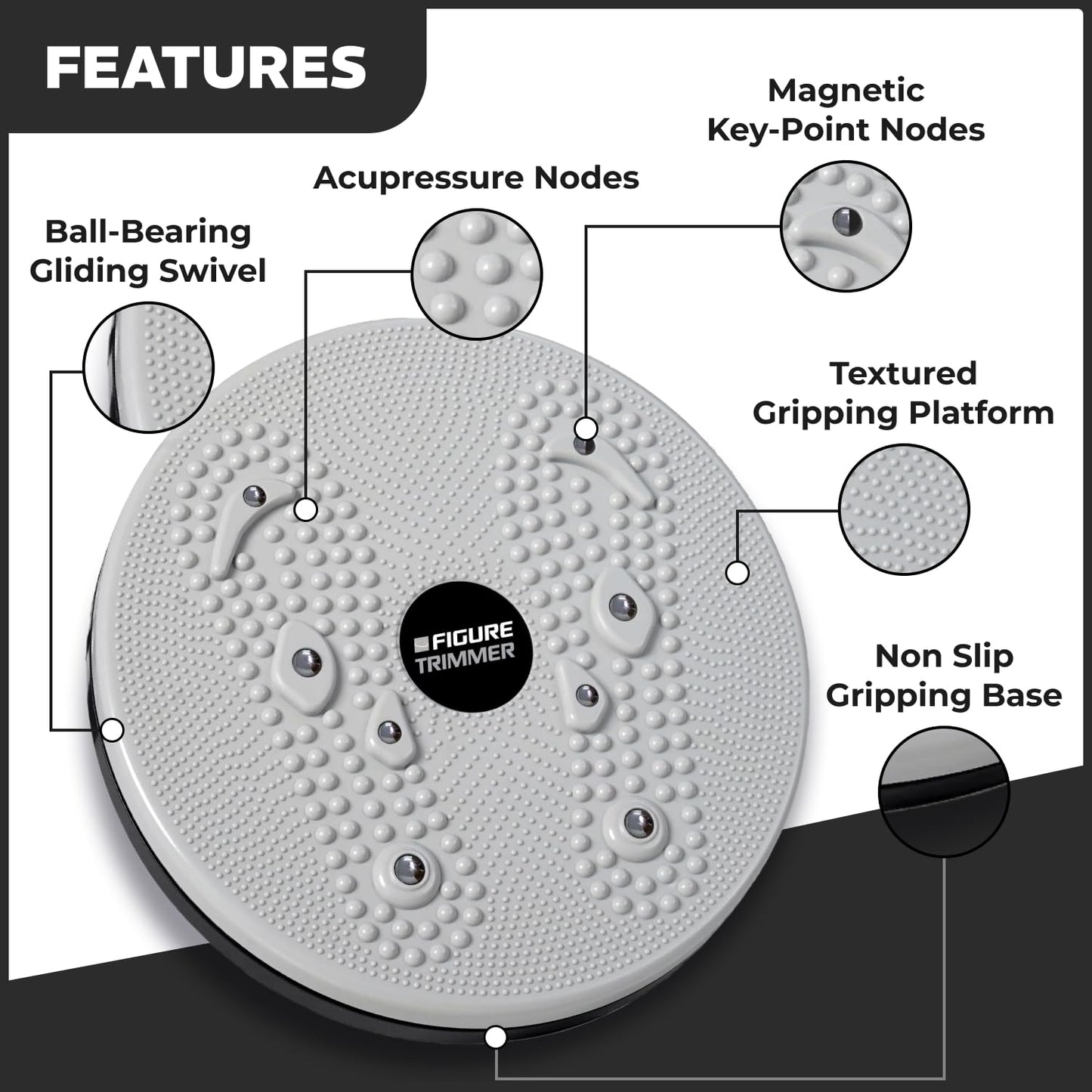 Figure Trimmer Core Abs Twister Board - Waist Sculptor Twister Board for Core & Ab Exercise - Waist Twisting Disc, Dizzy Disc Twist Board for Slimming Workout with 8 Magnets Reflexology