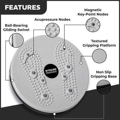Figure Trimmer Core Abs Twister Board - Waist Sculptor Twister Board for Core & Ab Exercise - Waist Twisting Disc, Dizzy Disc Twist Board for Slimming Workout with 8 Magnets Reflexology