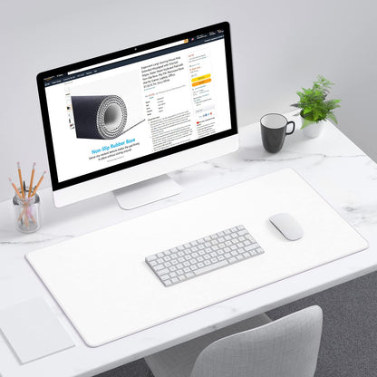 Dapesuom Large Gaming Mouse Pad, Extended Mouse Mat with Stitched Edges, Full Size Keyboard Pad with Non-Slip Base, Big XXL Computer Desk Mats for Gamer, Laptop, Office, 31.5 x 15.7in, Ivory White