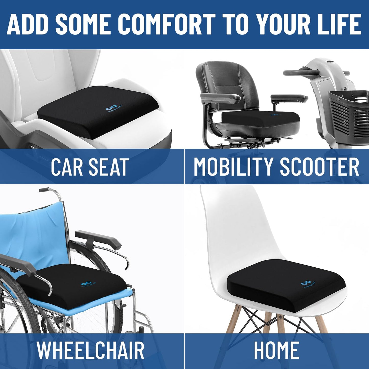 Everlasting Comfort Gel Memory Foam Wheelchair Cushions for Pressure Relief - Ventilated and Soft Wheel Chair Cushion Pad for Seniors and Adults - Non-Slip, Removable Cover - Wheelchair Accessories